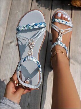 Floral Braided Bead Sandals